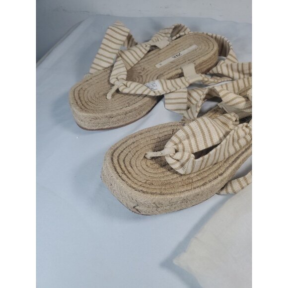 Zara Lace Up Striped Espadrille Sandals 38 , US 7.5  With dust bag - Picture 10 of 16